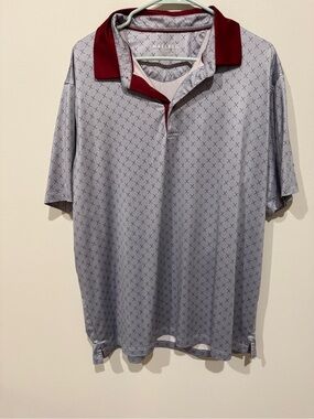 Marleen Men's Grey Polo with Maroon Contrast Collar